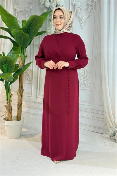 5089 فستان بأزرار تنورة منسدلة بأزرار كود 5089