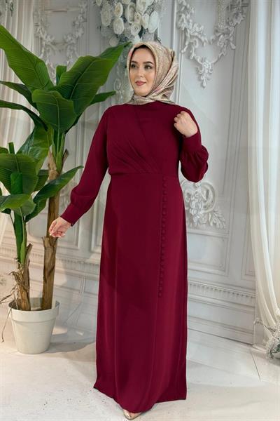 5089 فستان بأزرار تنورة منسدلة بأزرار كود 5089