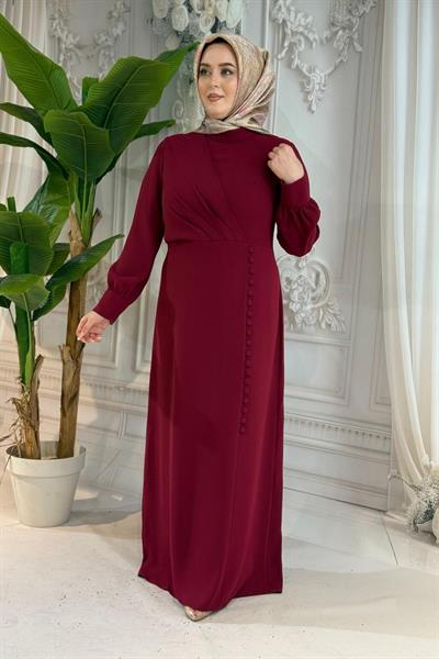 5089 فستان بأزرار تنورة منسدلة بأزرار كود 5089