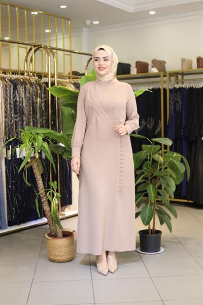 5089 فستان بأزرار تنورة منسدلة بأزرار كود 5089