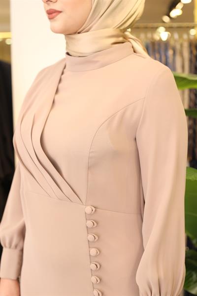 5089 فستان بأزرار تنورة منسدلة بأزرار كود 5089