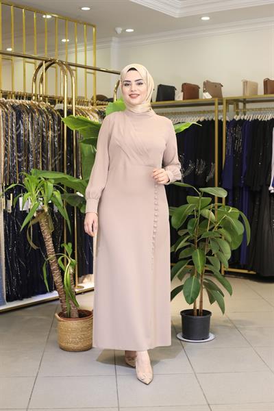 5089 فستان بأزرار تنورة منسدلة بأزرار كود 5089