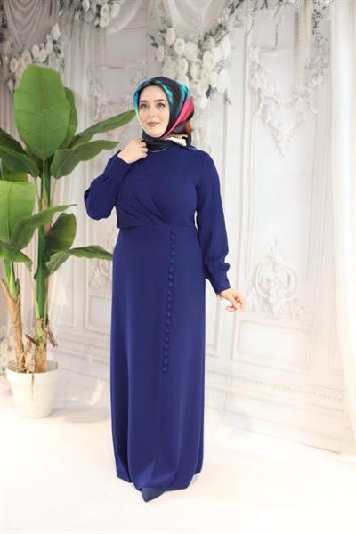 5089 فستان بأزرار تنورة منسدلة بأزرار كود 5089