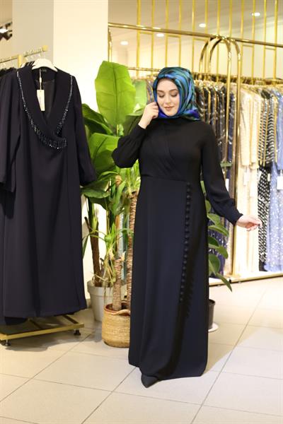 5089 فستان بأزرار تنورة منسدلة بأزرار كود 5089