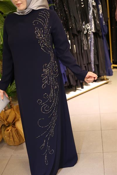 5098 CODE CREPE STONE EMBROIDERY DRESS