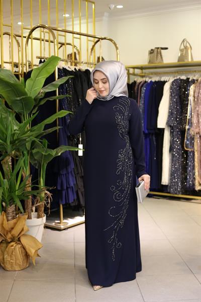 5098 CODE CREPE STONE EMBROIDERY DRESS