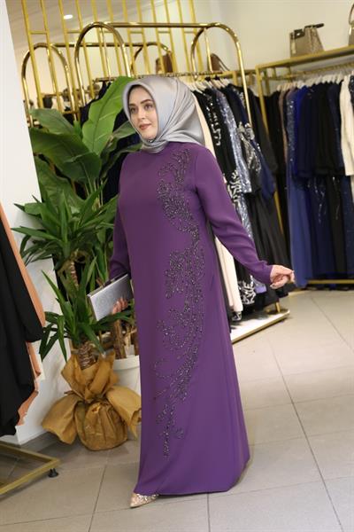 5098 CODE CREPE STONE EMBROIDERY DRESS