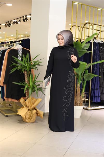 5098 فستان مطرز بالحجر الكريب كود 5098