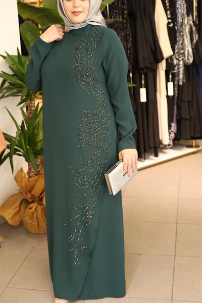 5098 فستان مطرز بالحجر الكريب كود 5098