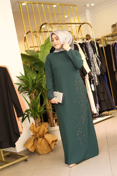 5098 فستان مطرز بالحجر الكريب كود 5098