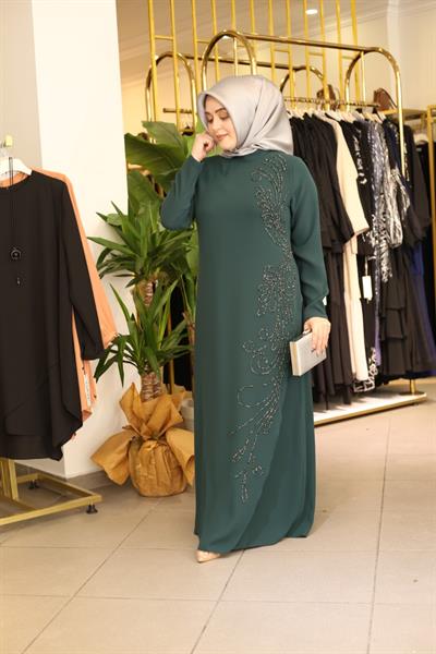 5098 فستان مطرز بالحجر الكريب كود 5098