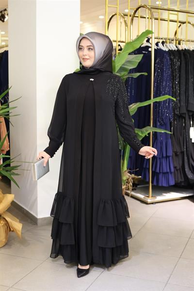 5136 CODE BLACK STONE ABAYA SUIT