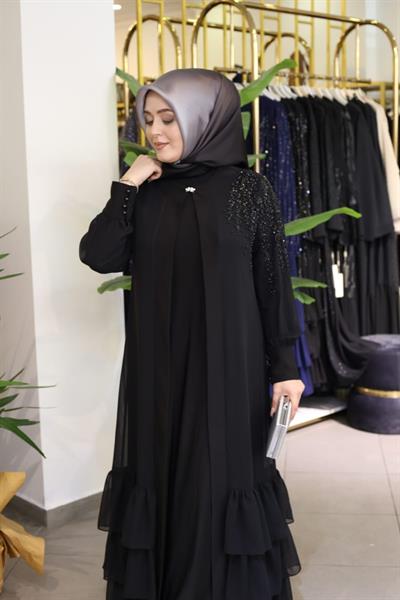 5136 CODE BLACK STONE ABAYA SUIT