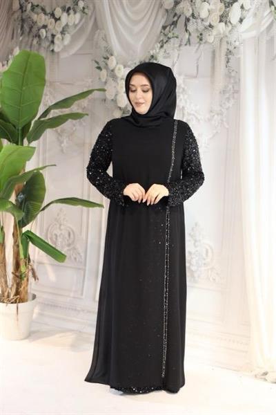 5141 ROBE DE SOIRÉE AVEC CODE MANCHES PAILLETTES