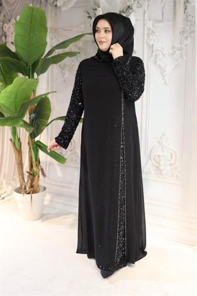 5141 ROBE DE SOIRÉE AVEC CODE MANCHES PAILLETTES