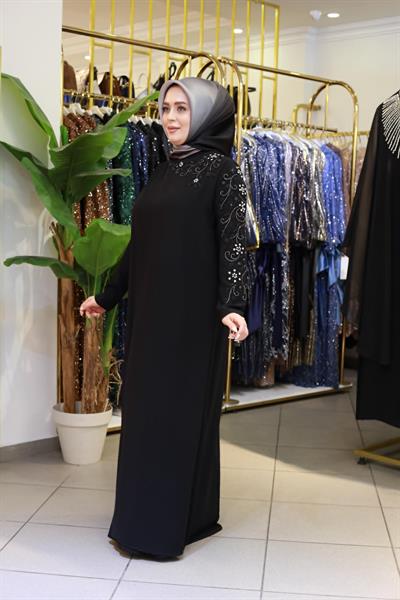 5199 كود فستان مطرز بالورود مع الأحجار