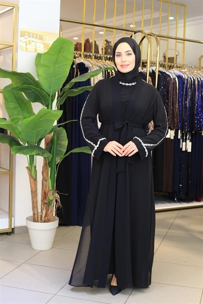 5211 KOD YAKA KOL TAŞLI ABAYA TAKIM
