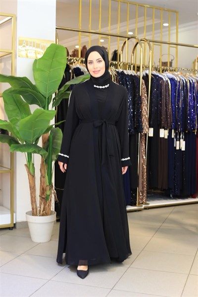 5211 KOD YAKA KOL TAŞLI ABAYA TAKIM