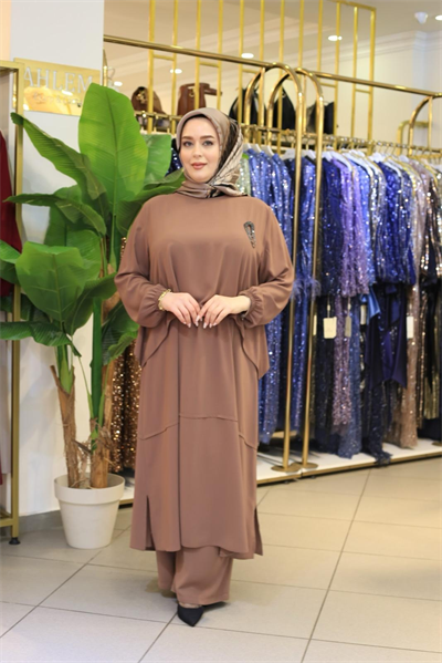 5212 KOD BRONŞ DETAYLI PANTOLONLU TAKIM TABA