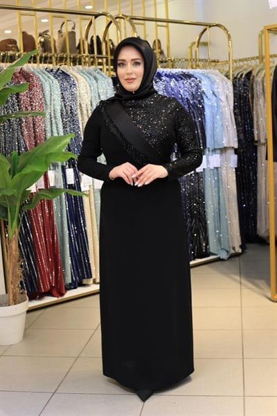 5216 KOD PULPAYETLİ PÜSKÜLLÜ ELBİSE