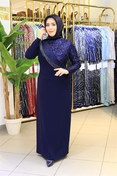 5216 KOD PULPAYETLİ PÜSKÜLLÜ ELBİSE