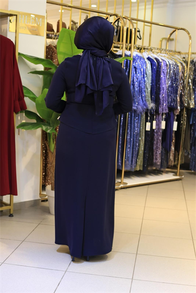 5222 KOD BEL UND KRAWATTE MIT STEINEN VERZIERTES KLEID