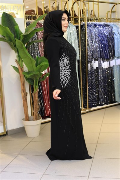 5246 KOD ÇİFT RENK TAŞLI ELBİSE