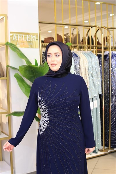 5246 KOD ÇİFT RENK TAŞLI ELBİSE