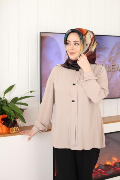 5333 KOD TAŞ İŞLEMELİ KISA GÖMLEK TAŞ