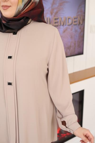 5333 KOD TAŞ İŞLEMELİ KISA GÖMLEK TAŞ