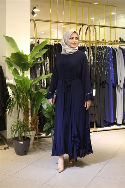 5361 KOD KEMERLİ ŞİFON ABAYA TAKIM