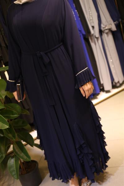 5361 KOD KEMERLİ ŞİFON ABAYA TAKIM