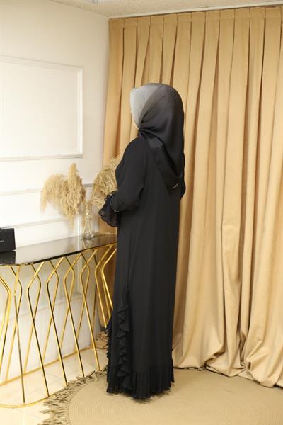 5361 KOD KEMERLİ ŞİFON ABAYA TAKIM