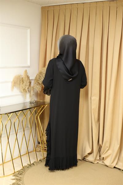 5361 KOD KEMERLİ ŞİFON ABAYA TAKIM