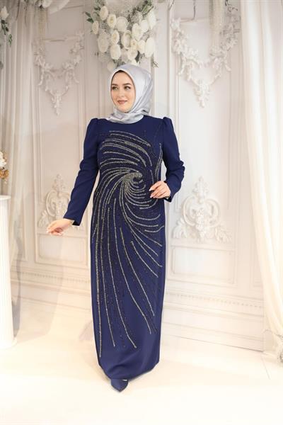 538 KOD KREP GİRDAP DESEN ELBİSE