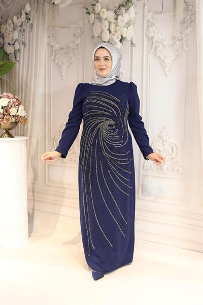 538 KOD KREP GİRDAP DESEN ELBİSE