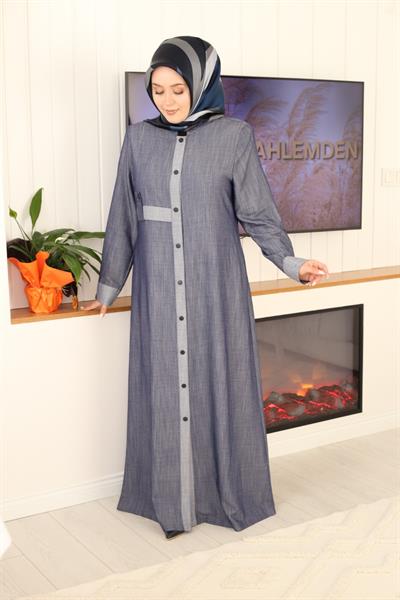 5418 CODE FRONT BUTTONED DENIM ABAYA