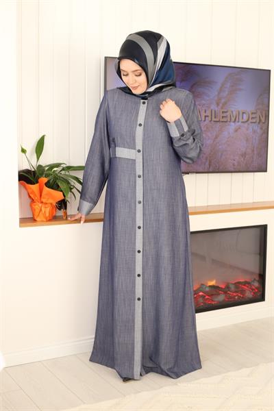 5418 CODE FRONT BUTTONED DENIM ABAYA