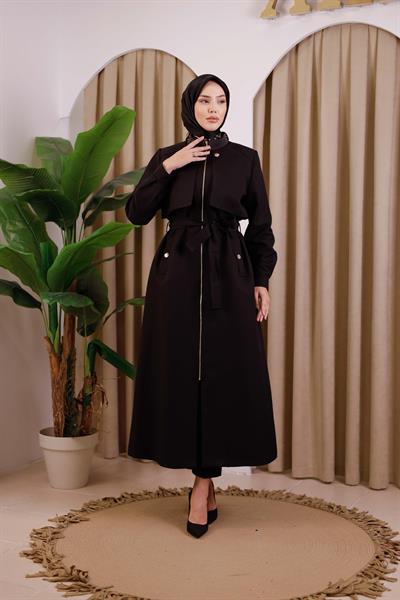 СЕЗОННОЕ ПАЛЬТО В ПОЛОСКУ С КОДОВЫМ ВОРОТНИКОМ 5482