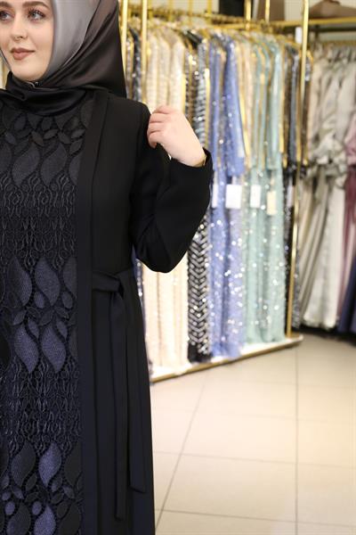 5507 CODE LEAF PATTERN GUIPURE TIED ABAYA