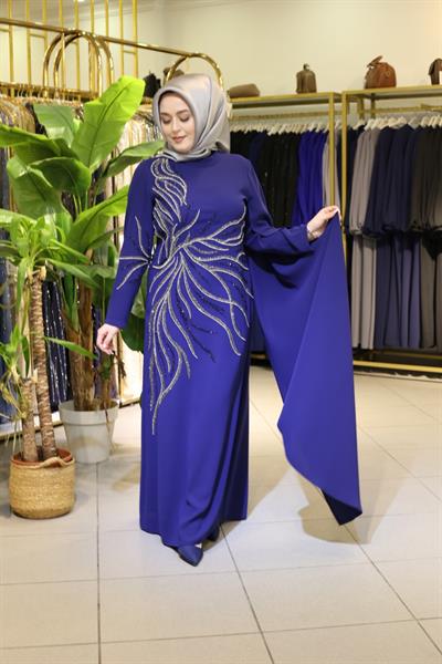 5508 CODE ONE SLEEVE CAPE DRESS WITH STONES