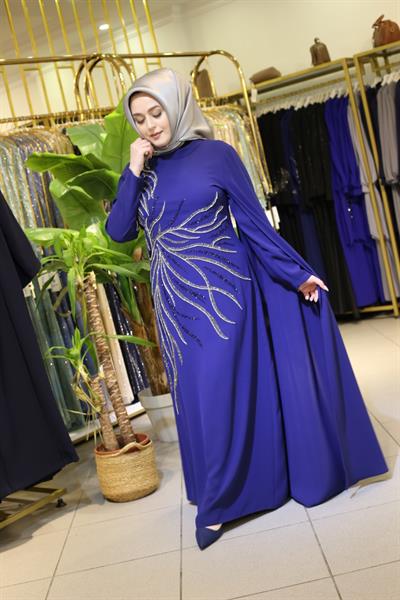 5508 CODE ONE SLEEVE CAPE DRESS WITH STONES