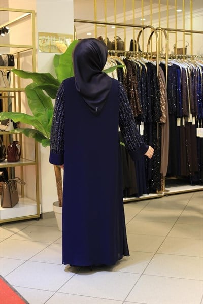 5511 KOD ŞİFON TAŞ BASKILI ABAYA TAKIM