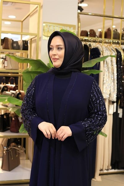 5511 KOD ŞİFON TAŞ BASKILI ABAYA TAKIM