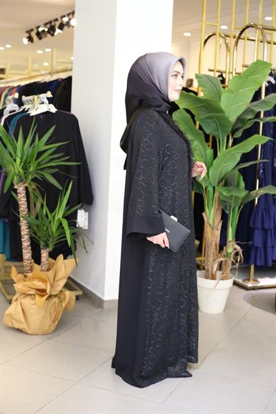 5512 CODE FLOWER EMBROIDERED FEATHERED ABAYA SUIT