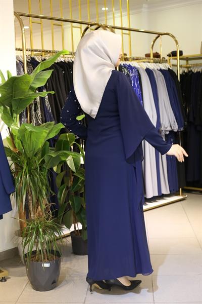 فستان مطرز باللؤلؤ والشيفون 5520 كود مطرز باللؤلؤ والشيفون