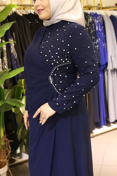 فستان مطرز باللؤلؤ والشيفون 5520 كود مطرز باللؤلؤ والشيفون