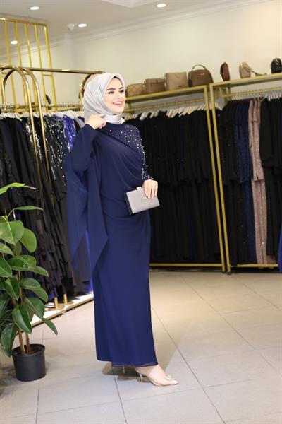 فستان مطرز باللؤلؤ والشيفون 5520 كود مطرز باللؤلؤ والشيفون