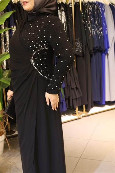 فستان مطرز باللؤلؤ والشيفون 5520 كود مطرز باللؤلؤ والشيفون