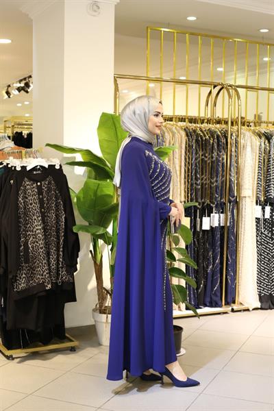 5526 CODE ONE SLEEVE CAPE DRESS WITH CRYSTAL STONES